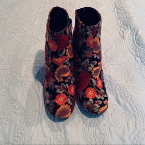 NWOT Embroidered Ankle Boots